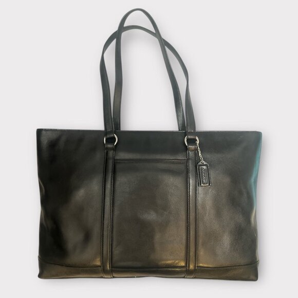 VTG Coach 5332 Series Business Tote Black Leather Nickel Computer Bag Y2K + Tag - Picture 5 of 10